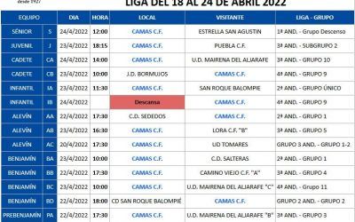HORARIOS Y RIVALES FÚTBOL 7 SEMANA 18-24 ABRIL