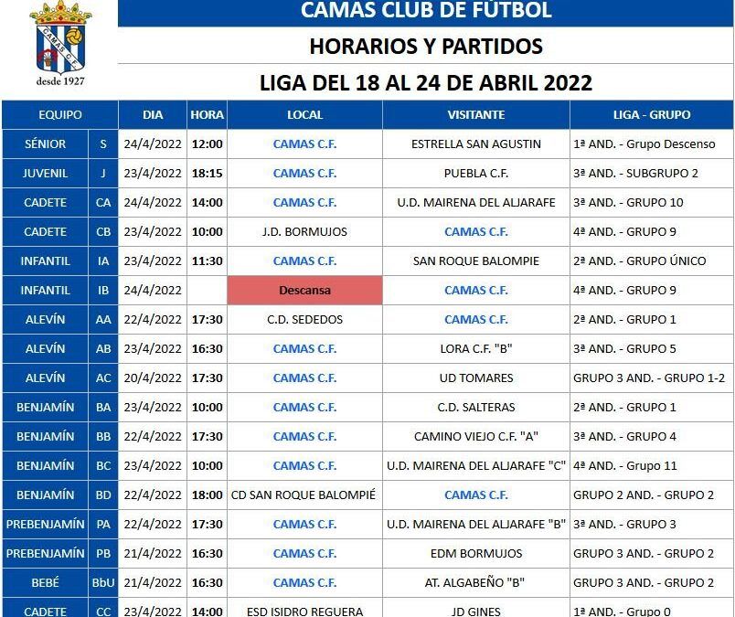 HORARIOS Y RIVALES FÚTBOL 7 SEMANA 18-24 ABRIL