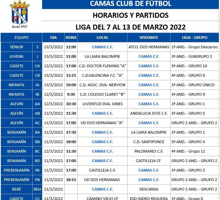 HORARIOS Y RIVALES FÚTBOL 7 SEMANA 7-13 MARZO
