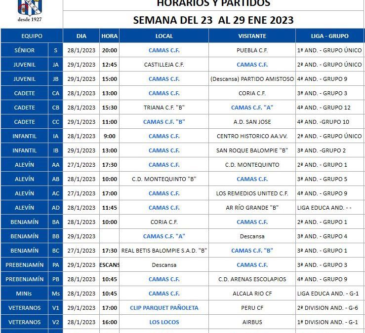 INFORMACIÓN SOBRE HORARIOS DE PARTIDOS