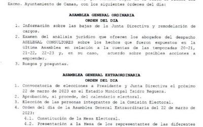 CONVOCATORIA PARA ASAMBLEA DE SOCIOS