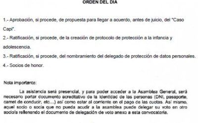 CONVOCATORIA ASAMBLEA GENERAL DE SOCIOS EXTRAORDINARIA PARA EL 12 DE AGOSTO DE 2024