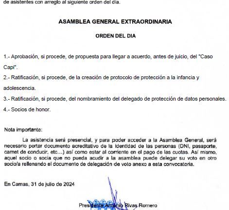 CONVOCATORIA ASAMBLEA GENERAL DE SOCIOS EXTRAORDINARIA PARA EL 12 DE AGOSTO DE 2024